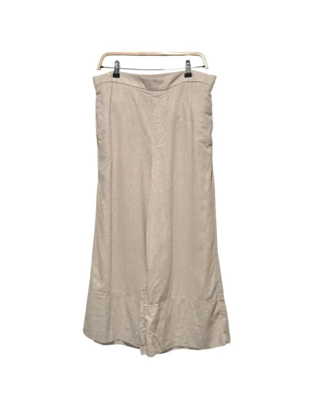 Banana Republic Sz L Anyday Wide-Leg Linen-Blend Cropped Pull-On Pants Beige